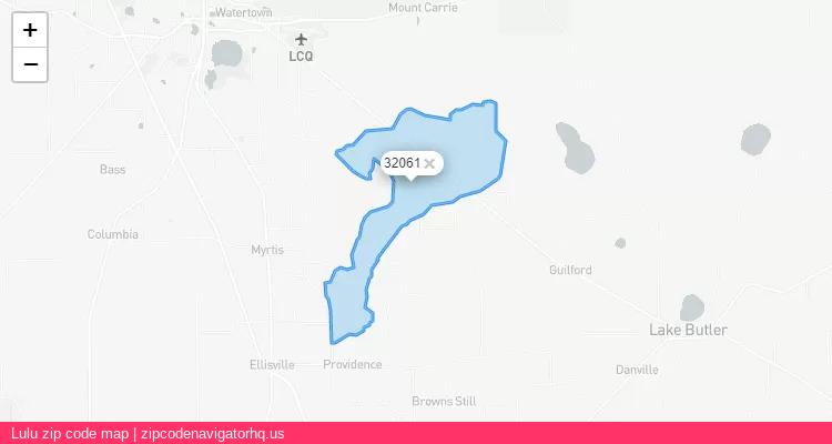 Lulu City is a small town located Florida, in the South region of the United States, and its official zip code is 32061. Lulu city more data from ValidUsapostalcodes | ValidUsapostalcodes