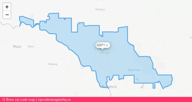 O Brien City is a small town located Florida, in the South region of the United States, and its official zip code is 32071. O Brien city more data from ValidUsapostalcodes | ValidUsapostalcodes