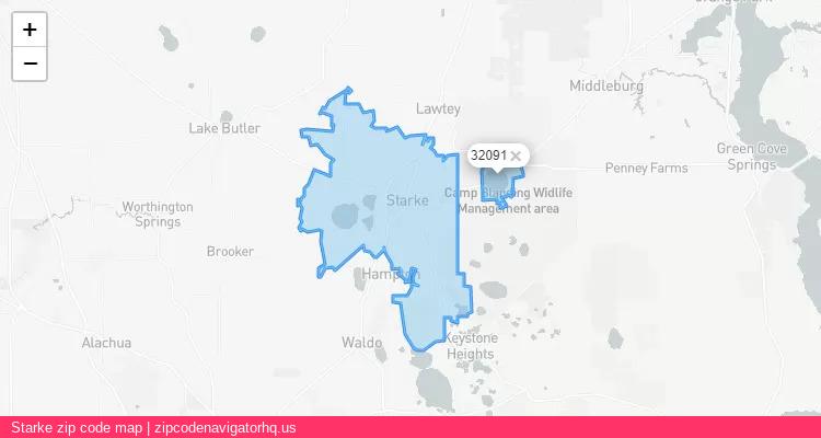 Starke City is a small town located Florida, in the South region of the United States, and its official zip code is 32091. Starke city more data from ValidUsapostalcodes | ValidUsapostalcodes