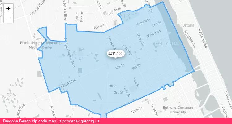 Daytona Beach City is a small town located Florida, in the South region of the United States, and its official zip code is 32117. Daytona Beach city more data from ValidUsapostalcodes | ValidUsapostalcodes