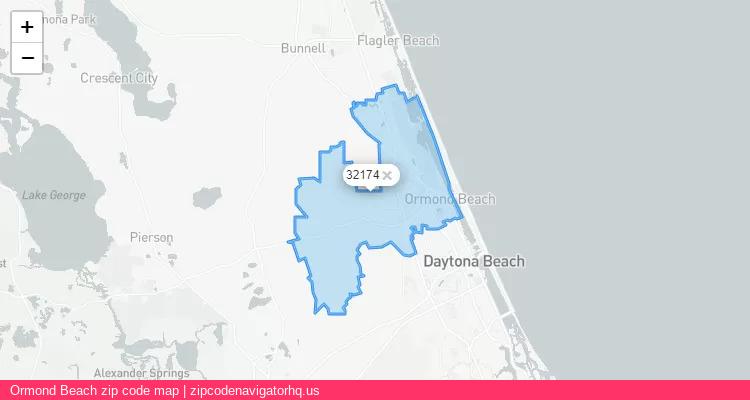 Ormond Beach City is a small town located Florida, in the South region of the United States, and its official zip code is 32174. Ormond Beach city more data from ValidUsapostalcodes | ValidUsapostalcodes