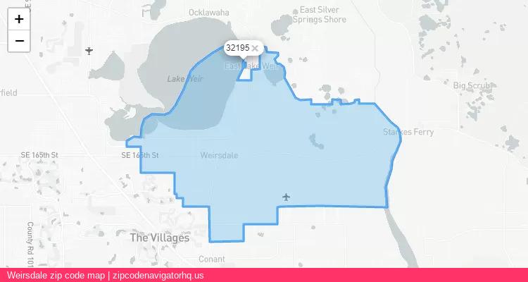 Weirsdale City is a small town located Florida, in the South region of the United States, and its official zip code is 32195. Weirsdale city more data from ValidUsapostalcodes | ValidUsapostalcodes