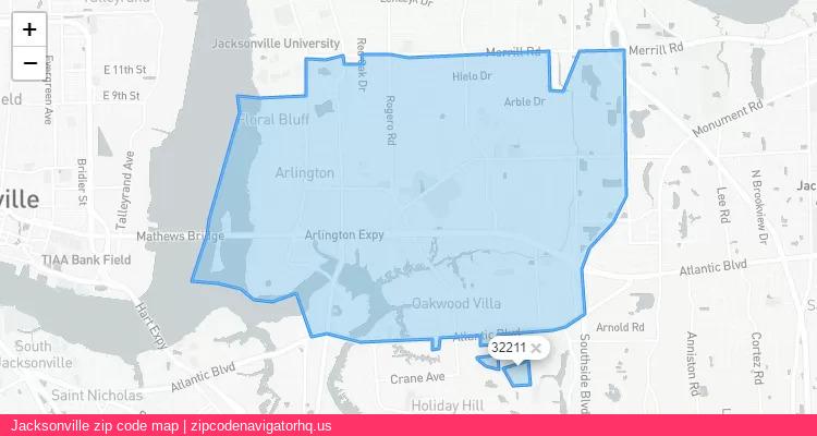 Jacksonville City is a small town located Florida, in the South region of the United States, and its official zip code is 32211. Jacksonville city more data from ValidUsapostalcodes | ValidUsapostalcodes