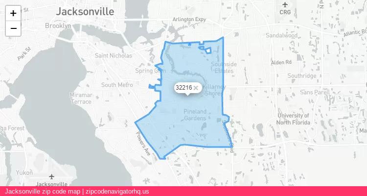 Jacksonville City is a small town located Florida, in the South region of the United States, and its official zip code is 32216. Jacksonville city more data from ValidUsapostalcodes | ValidUsapostalcodes