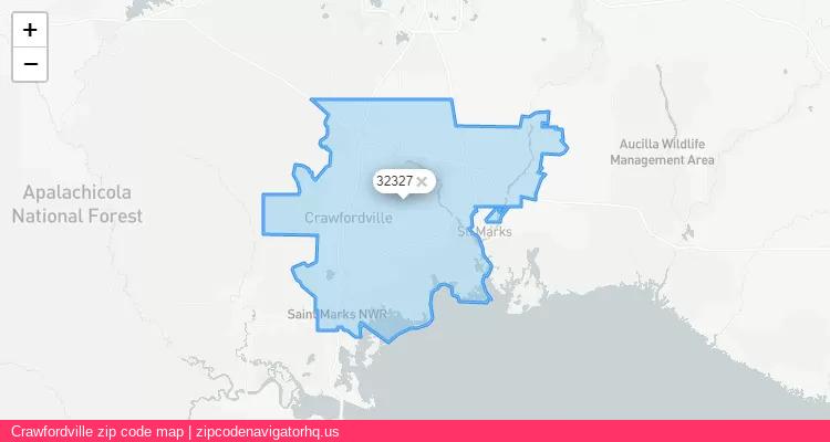 Crawfordville City is a small town located Florida, in the South region of the United States, and its official zip code is 32327. Crawfordville city more data from ValidUsapostalcodes | ValidUsapostalcodes