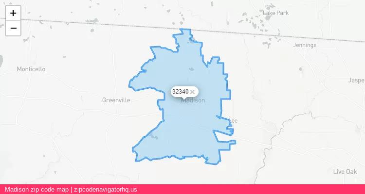 Madison City is a small town located Florida, in the South region of the United States, and its official zip code is 32340. Madison city more data from ValidUsapostalcodes | ValidUsapostalcodes