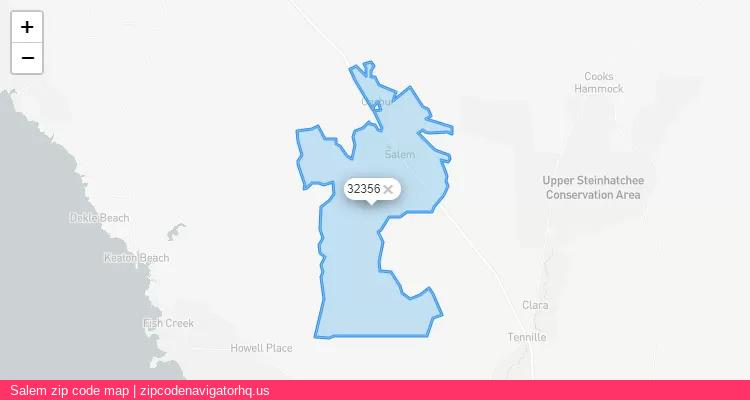 Salem City is a small town located Florida, in the South region of the United States, and its official zip code is 32356. Salem city more data from ValidUsapostalcodes | ValidUsapostalcodes