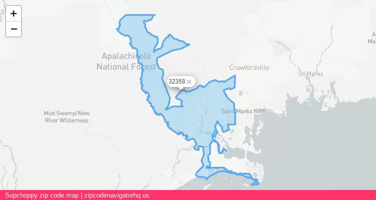 Sopchoppy City is a small town located Florida, in the South region of the United States, and its official zip code is 32358. Sopchoppy city more data from ValidUsapostalcodes | ValidUsapostalcodes