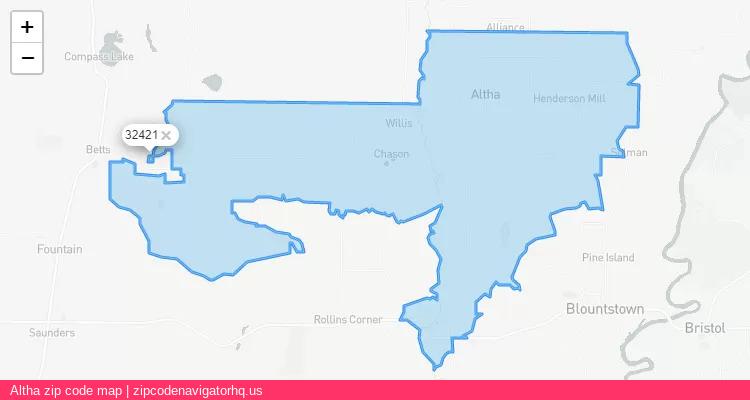 Altha City is a small town located Florida, in the South region of the United States, and its official zip code is 32421. Altha city more data from ValidUsapostalcodes | ValidUsapostalcodes