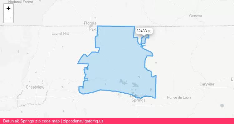 Defuniak Springs City is a small town located Florida, in the South region of the United States, and its official zip code is 32433. Defuniak Springs city more data from ValidUsapostalcodes | ValidUsapostalcodes