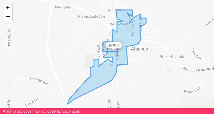 Alachua City is a small town located Florida, in the South region of the United States, and its official zip code is 32616. Alachua city more data from ValidUsapostalcodes | ValidUsapostalcodes