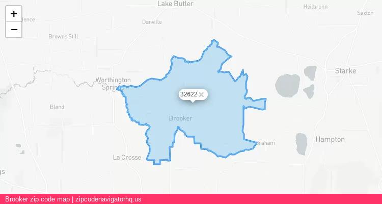 Brooker City is a small town located Florida, in the South region of the United States, and its official zip code is 32622. Brooker city more data from ValidUsapostalcodes | ValidUsapostalcodes