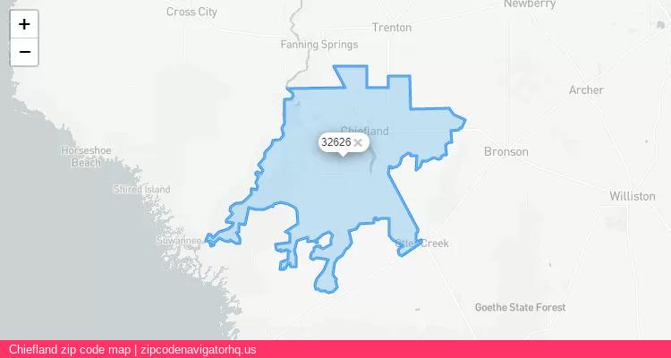 Chiefland City is a small town located Florida, in the South region of the United States, and its official zip code is 32626. Chiefland city more data from ValidUsapostalcodes | ValidUsapostalcodes
