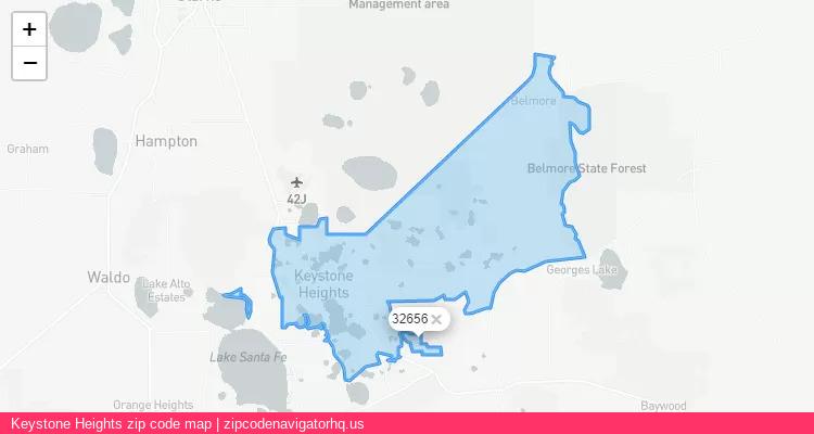 Keystone Heights City is a small town located Florida, in the South region of the United States, and its official zip code is 32656. Keystone Heights city more data from ValidUsapostalcodes | ValidUsapostalcodes