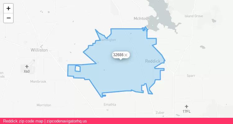 Reddick City is a small town located Florida, in the South region of the United States, and its official zip code is 32686. Reddick city more data from ValidUsapostalcodes | ValidUsapostalcodes
