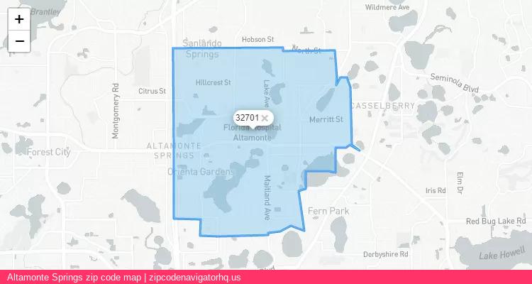 Altamonte Springs City is a small town located Florida, in the South region of the United States, and its official zip code is 32701. Altamonte Springs city more data from ValidUsapostalcodes | ValidUsapostalcodes