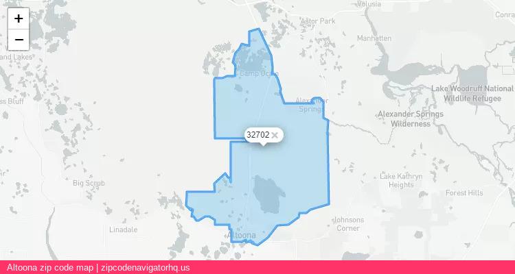 Altoona City is a small town located Florida, in the South region of the United States, and its official zip code is 32702. Altoona city more data from ValidUsapostalcodes | ValidUsapostalcodes