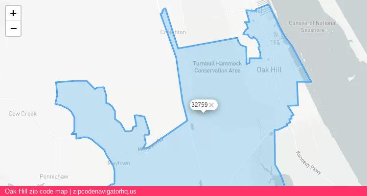 Oak Hill City is a small town located Florida, in the South region of the United States, and its official zip code is 32759. Oak Hill city more data from ValidUsapostalcodes | ValidUsapostalcodes