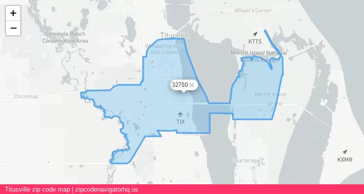 Titusville City is a small town located Florida, in the South region of the United States, and its official zip code is 32780. Titusville city more data from ValidUsapostalcodes | ValidUsapostalcodes