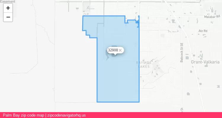 Palm Bay City is a small town located Florida, in the South region of the United States, and its official zip code is 32908. Palm Bay city more data from ValidUsapostalcodes | ValidUsapostalcodes
