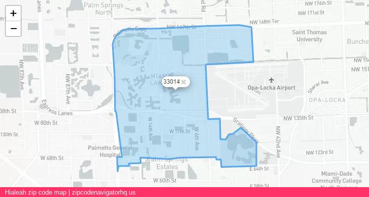 Hialeah City is a small town located Florida, in the South region of the United States, and its official zip code is 33014. Hialeah city more data from ValidUsapostalcodes | ValidUsapostalcodes