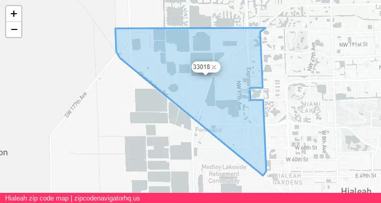 Hialeah City is a small town located Florida, in the South region of the United States, and its official zip code is 33018. Hialeah city more data from ValidUsapostalcodes | ValidUsapostalcodes