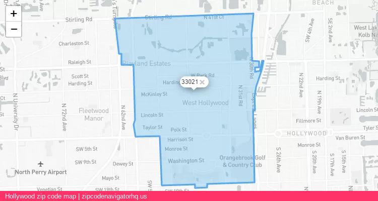Hollywood City is a small town located Florida, in the South region of the United States, and its official zip code is 33021. Hollywood city more data from ValidUsapostalcodes | ValidUsapostalcodes