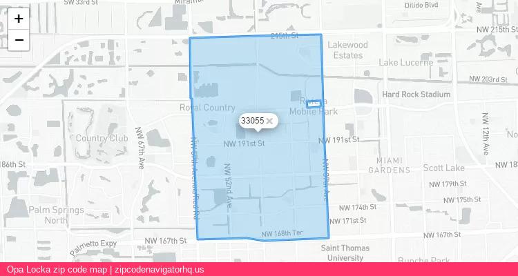 Opa Locka City is a small town located Florida, in the South region of the United States, and its official zip code is 33055. Opa Locka city more data from ValidUsapostalcodes | ValidUsapostalcodes