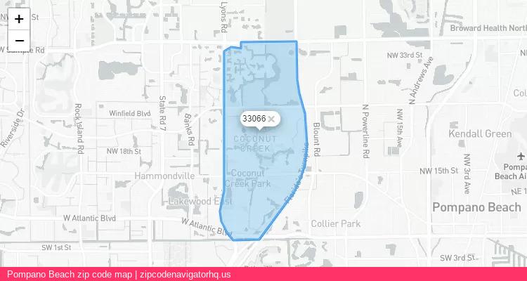 Pompano Beach City is a small town located Florida, in the South region of the United States, and its official zip code is 33066. Pompano Beach city more data from ValidUsapostalcodes | ValidUsapostalcodes