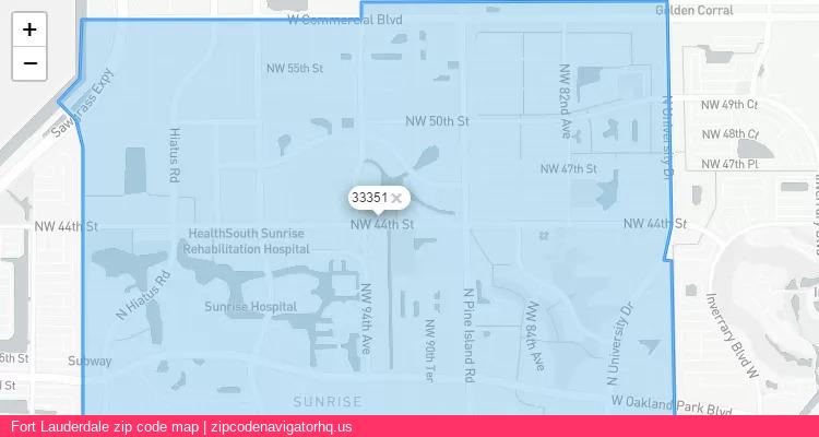 Fort Lauderdale City is a small town located Florida, in the South region of the United States, and its official zip code is 33351. Fort Lauderdale city more data from ValidUsapostalcodes | ValidUsapostalcodes