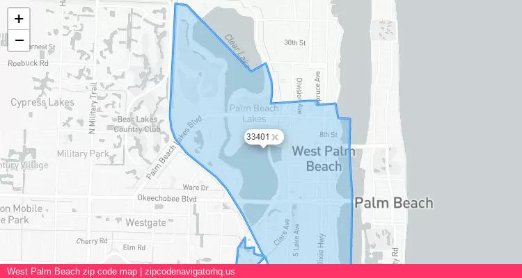West Palm Beach City is a small town located Florida, in the South region of the United States, and its official zip code is 33401. West Palm Beach city more data from ValidUsapostalcodes | ValidUsapostalcodes