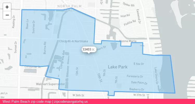 West Palm Beach City is a small town located Florida, in the South region of the United States, and its official zip code is 33403. West Palm Beach city more data from ValidUsapostalcodes | ValidUsapostalcodes