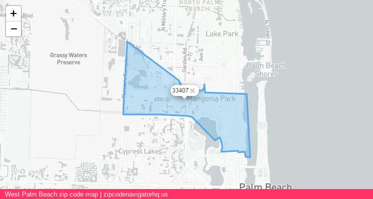 West Palm Beach City is a small town located Florida, in the South region of the United States, and its official zip code is 33407. West Palm Beach city more data from ValidUsapostalcodes | ValidUsapostalcodes