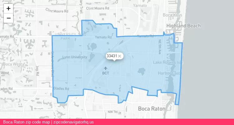 Boca Raton City is a small town located Florida, in the South region of the United States, and its official zip code is 33431. Boca Raton city more data from ValidUsapostalcodes | ValidUsapostalcodes