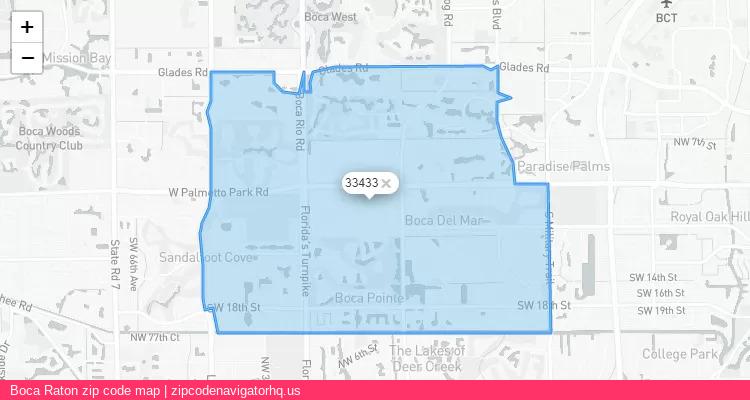Boca Raton City is a small town located Florida, in the South region of the United States, and its official zip code is 33433. Boca Raton city more data from ValidUsapostalcodes | ValidUsapostalcodes