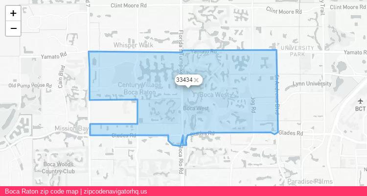 Boca Raton City is a small town located Florida, in the South region of the United States, and its official zip code is 33434. Boca Raton city more data from ValidUsapostalcodes | ValidUsapostalcodes