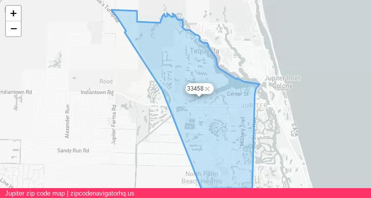 Jupiter City is a small town located Florida, in the South region of the United States, and its official zip code is 33458. Jupiter city more data from ValidUsapostalcodes | ValidUsapostalcodes