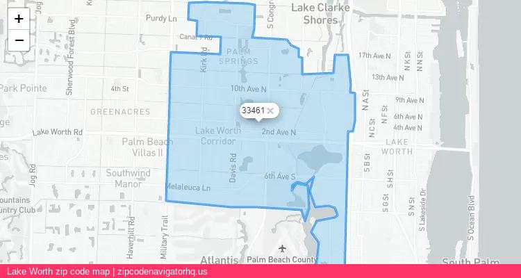 Lake Worth City is a small town located Florida, in the South region of the United States, and its official zip code is 33461. Lake Worth city more data from ValidUsapostalcodes | ValidUsapostalcodes