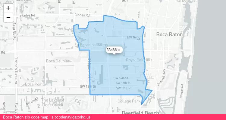 Boca Raton City is a small town located Florida, in the South region of the United States, and its official zip code is 33486. Boca Raton city more data from ValidUsapostalcodes | ValidUsapostalcodes