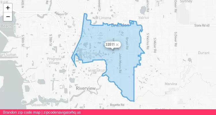 Brandon City is a small town located Florida, in the South region of the United States, and its official zip code is 33511. Brandon city more data from ValidUsapostalcodes | ValidUsapostalcodes