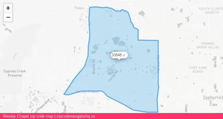 Wesley Chapel City is a small town located Florida, in the South region of the United States, and its official zip code is 33545. Wesley Chapel city more data from ValidUsapostalcodes | ValidUsapostalcodes