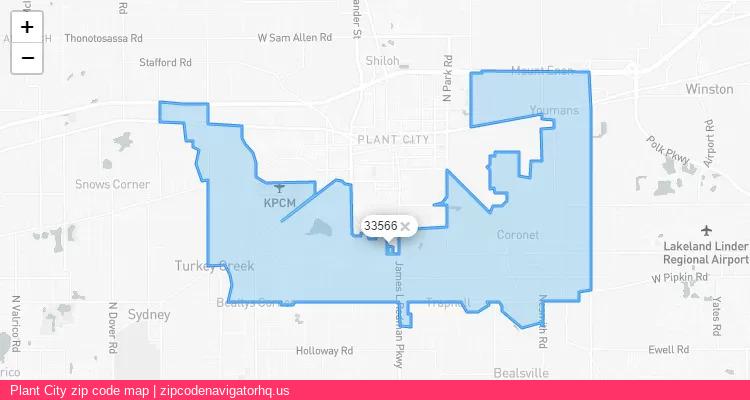 Plant City City is a small town located Florida, in the South region of the United States, and its official zip code is 33566. Plant City city more data from ValidUsapostalcodes | ValidUsapostalcodes