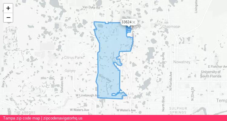 Tampa City is a small town located Florida, in the South region of the United States, and its official zip code is 33624. Tampa city more data from ValidUsapostalcodes | ValidUsapostalcodes