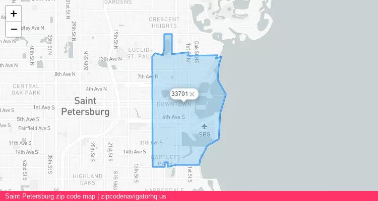 Saint Petersburg City is a small town located Florida, in the South region of the United States, and its official zip code is 33701. Saint Petersburg city more data from ValidUsapostalcodes | ValidUsapostalcodes