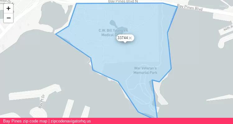 Bay Pines City is a small town located Florida, in the South region of the United States, and its official zip code is 33744. Bay Pines city more data from ValidUsapostalcodes | ValidUsapostalcodes