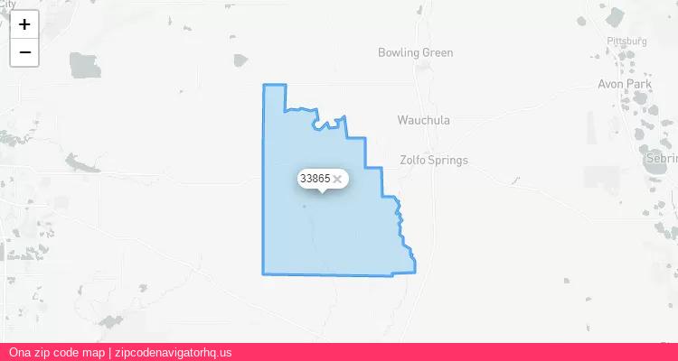 Ona City is a small town located Florida, in the South region of the United States, and its official zip code is 33865. Ona city more data from ValidUsapostalcodes | ValidUsapostalcodes
