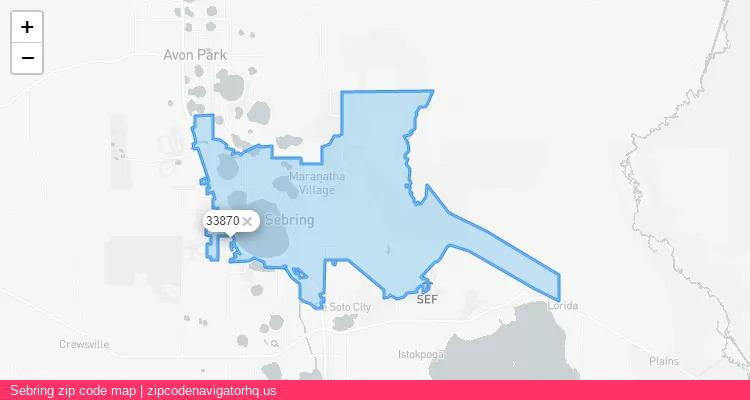 Sebring City is a small town located Florida, in the South region of the United States, and its official zip code is 33870. Sebring city more data from ValidUsapostalcodes | ValidUsapostalcodes