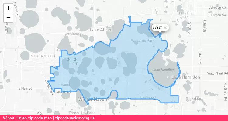 Winter Haven City is a small town located Florida, in the South region of the United States, and its official zip code is 33881. Winter Haven city more data from ValidUsapostalcodes | ValidUsapostalcodes