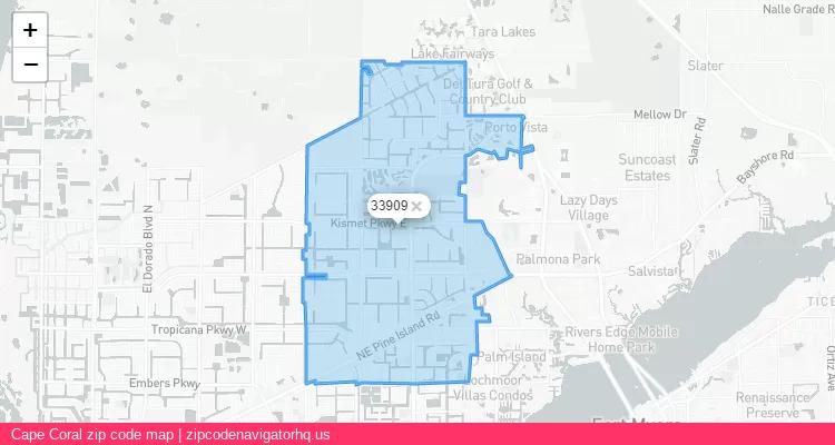 Cape Coral City is a small town located Florida, in the South region of the United States, and its official zip code is 33909. Cape Coral city more data from ValidUsapostalcodes | ValidUsapostalcodes