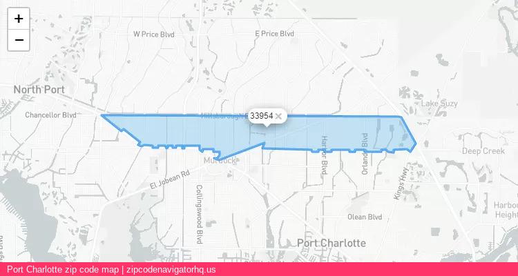 Port Charlotte City is a small town located Florida, in the South region of the United States, and its official zip code is 33954. Port Charlotte city more data from ValidUsapostalcodes | ValidUsapostalcodes